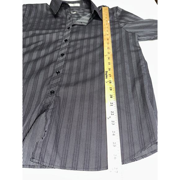 Foxcroft Women’s Wrinkle Free Button Up Top Dark Gray Black Stripe 16 office - Picture 9 of 9